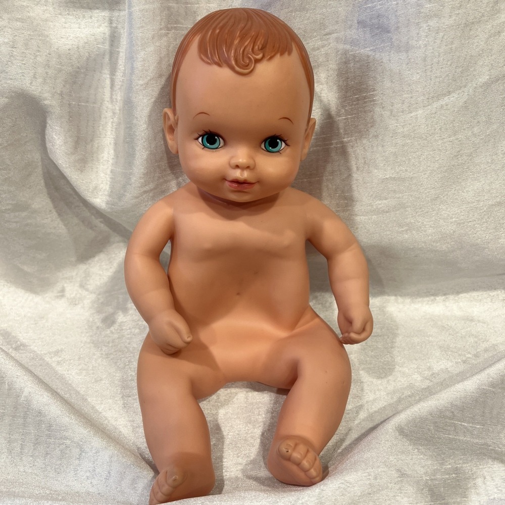 Vintage 1990 Lauer Water Babies K3310 Soft Baby Doll Brown Hair Green Eyes 13"